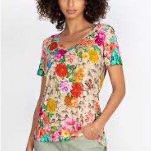 Dave & Johnny Multicolor Floral Short Sleeve Top